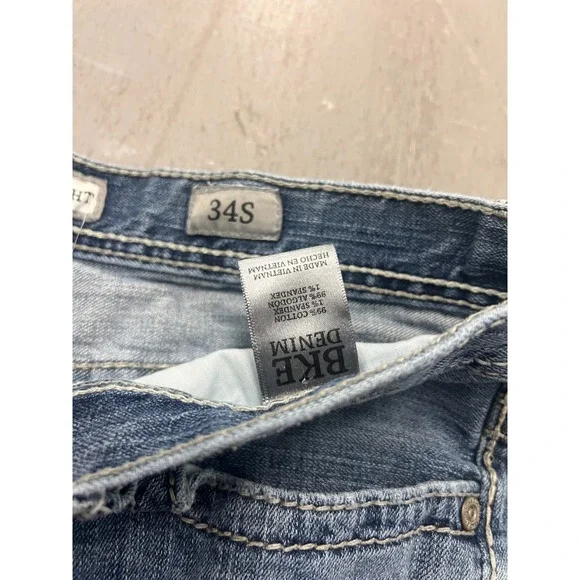 Buckle BKE Denim Straight Carter Jeans Men's Blue Denim Stretch Zip Fly - 34S - Picture 5 of 14